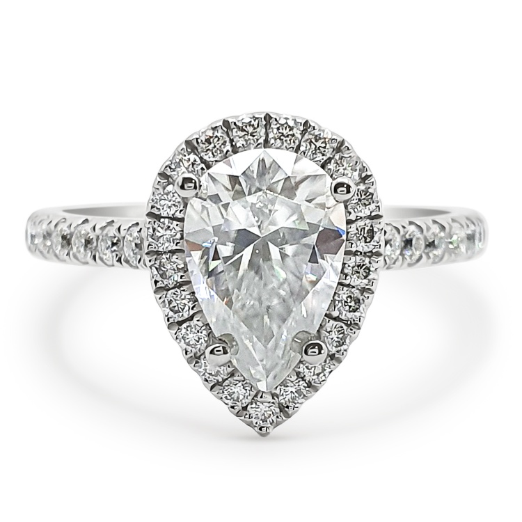 Pear cut 2.7ct Engagement Ring. Choose Moissanite or Lab Diamond Gemstones