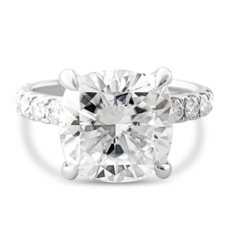 Cushion Cut 5.87ct Engagement ring. Choose Moissanites or Lab-Diamonds
