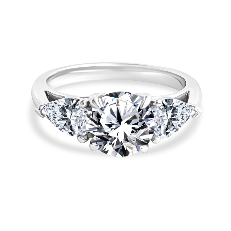 Trilogy Engagement Ring. Choose Moissanite or Lab Diamonds